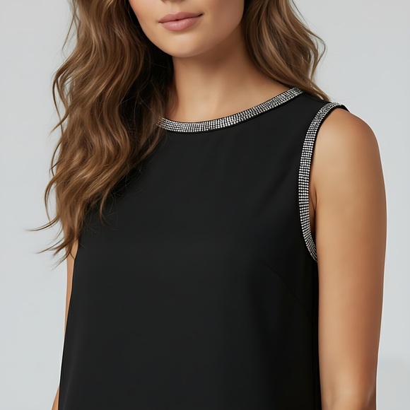 Rhinestone Embellishment Mini Dress Black - Picture 2 of 10